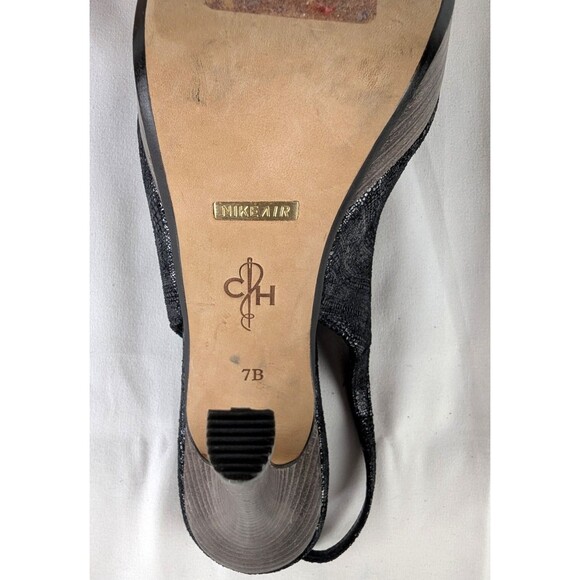 Cole Haan Mariela Slingback Peep Toe Stiletto Platform Pumps Heels Size 7 Black - Picture 9 of 11